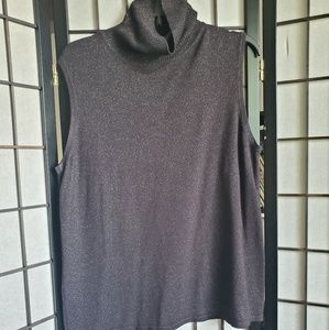 Kate hill 1x black sparkly turtleneck sleeveless